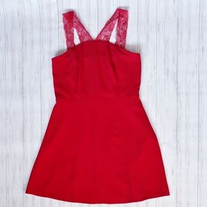 PLUS NY&Co | Red Lace Strap A-line Short Dress